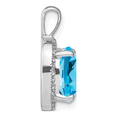 14K White Gold 0.16 ct tw Swiss Blue Topaz & Diamond Halo Pendant – view 3