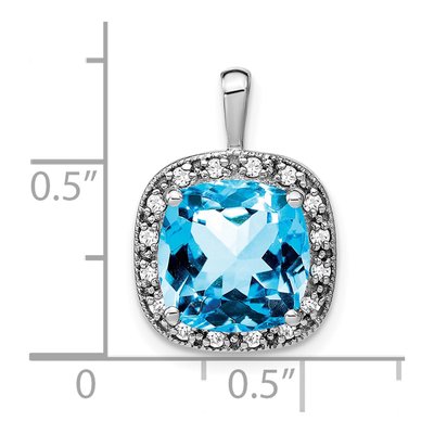 14K White Gold 0.16 ct tw Swiss Blue Topaz & Diamond Halo Pendant – view 4