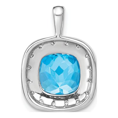 14K White Gold 0.16 ct tw Swiss Blue Topaz & Diamond Halo Pendant – view 5