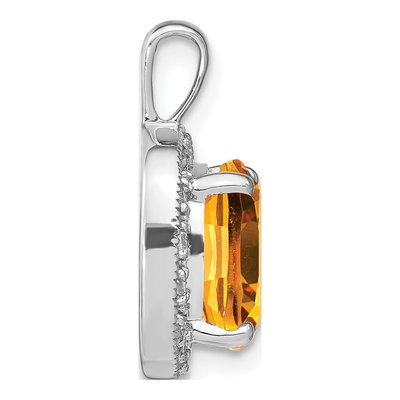 14K White Gold 0.16 ct tw Citrine & Diamond Halo Pendant – view 2