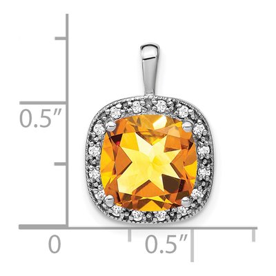 14K White Gold 0.16 ct tw Citrine & Diamond Halo Pendant – view 3