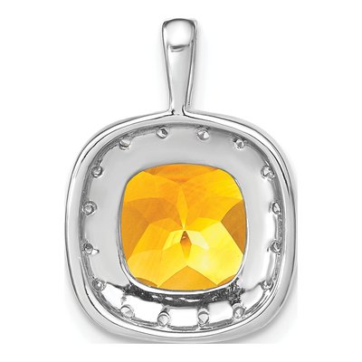 14K White Gold 0.16 ct tw Citrine & Diamond Halo Pendant – view 4