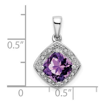 14K White Gold Amethyst & Diamond Cushion Halo Pendant – view 4