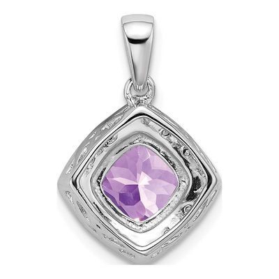 14K White Gold Amethyst & Diamond Cushion Halo Pendant – view 5