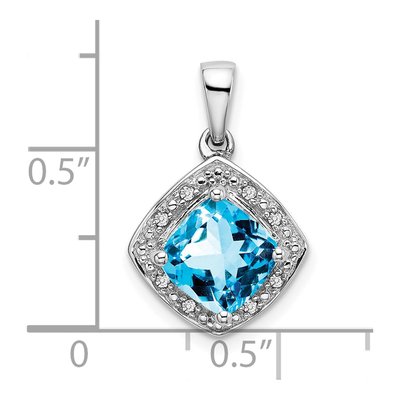 10K White Gold Swiss Blue Topaz & Diamond Pendant – view 3