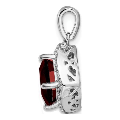 14K White Gold Garnet & Diamond Cushion Halo Pendant – view 2