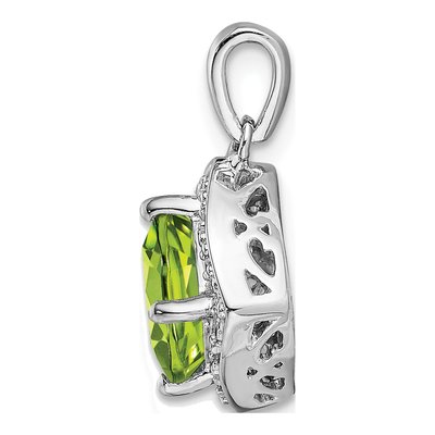 14K White Gold Peridot & Diamond Halo Pendant – view 2