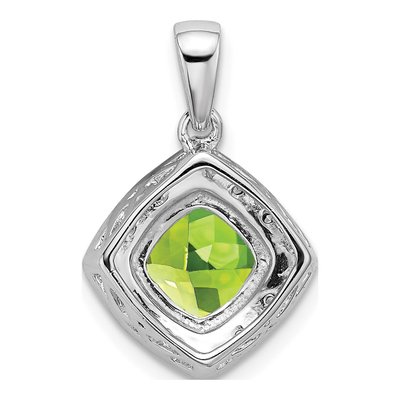 14K White Gold Peridot & Diamond Halo Pendant – view 4