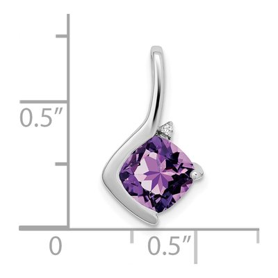 14K White Gold Amethyst & Diamond Cushion Pendant – view 3