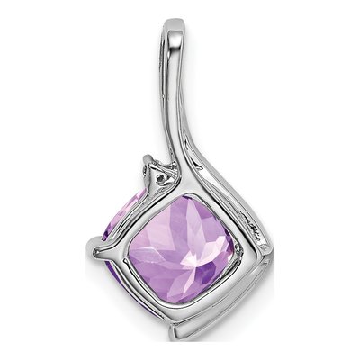 14K White Gold Amethyst & Diamond Cushion Pendant – view 4