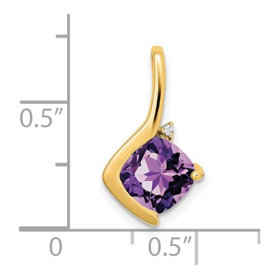 14K Yellow Gold Amethyst & Diamond Cushion Pendant – view 3