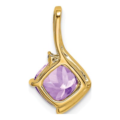 14K Yellow Gold Amethyst & Diamond Cushion Pendant – view 4