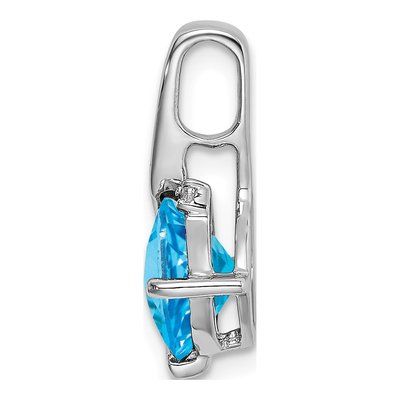 14K White Gold Swiss Blue Topaz & Diamond Cushion Pendant – view 2