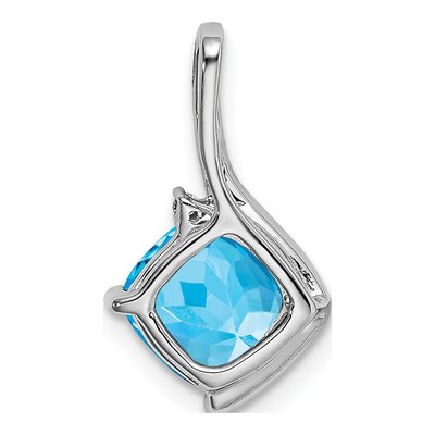 14K White Gold Swiss Blue Topaz & Diamond Cushion Pendant – view 4