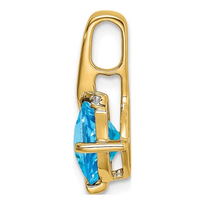 14K Yellow Gold Swiss Blue Topaz & Diamond Cushion Pendant – view 2