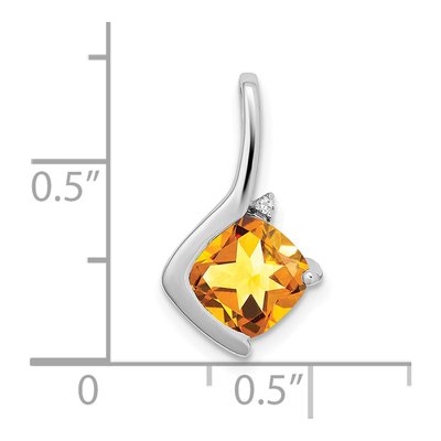 14K White Gold Citrine & Diamond Cushion Pendant – view 3