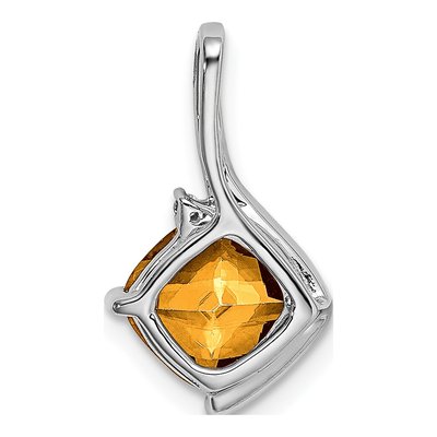 14K White Gold Citrine & Diamond Cushion Pendant – view 4