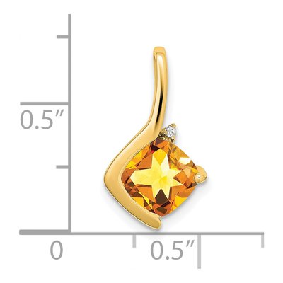 14K Yellow Gold Citrine & Diamond Cushion Pendant – view 3