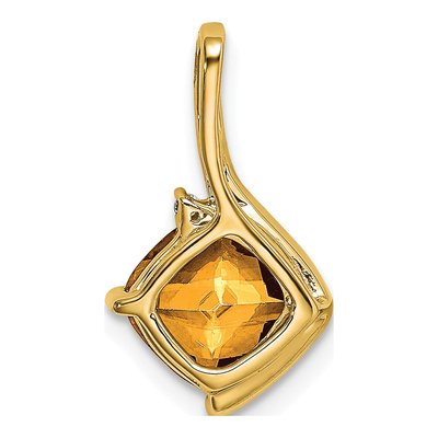 14K Yellow Gold Citrine & Diamond Cushion Pendant – view 4