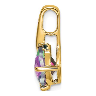 14K Yellow Gold Mystic Fire Topaz & Diamond Cushion Pendant – view 2