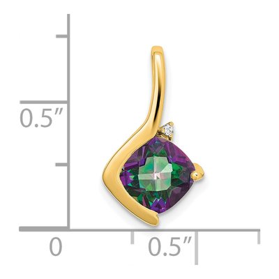 14K Yellow Gold Mystic Fire Topaz & Diamond Cushion Pendant – view 3