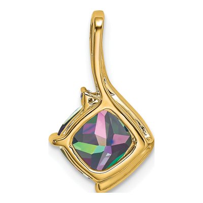 14K Yellow Gold Mystic Fire Topaz & Diamond Cushion Pendant – view 4
