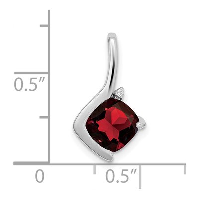 14K White Gold Garnet & Diamond Cushion Pendant – view 3