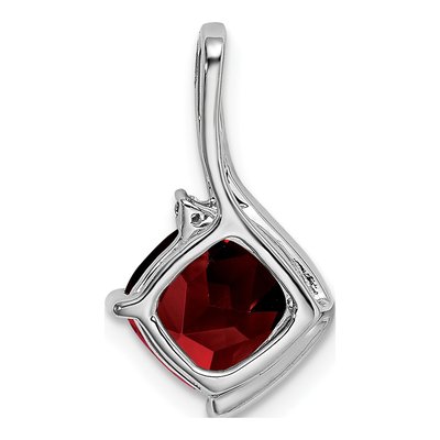 14K White Gold Garnet & Diamond Cushion Pendant – view 4