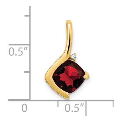 14K Yellow Gold Garnet & Diamond Cushion Pendant – view 3