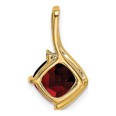 14K Yellow Gold Garnet & Diamond Cushion Pendant – view 4