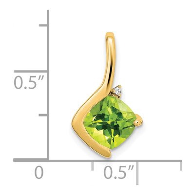 14K Yellow Gold Peridot & Diamond Cushion Pendant – view 3