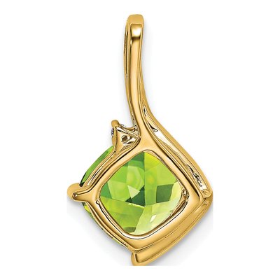14K Yellow Gold Peridot & Diamond Cushion Pendant – view 4