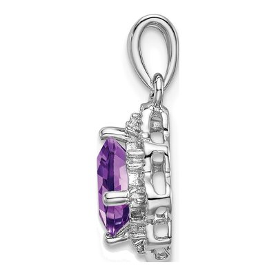 14K White Gold Amethyst & Diamond Cushion Pendant – view 2