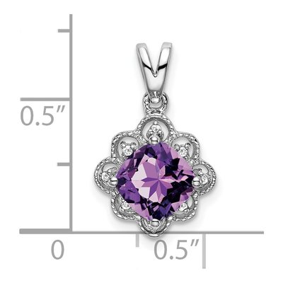 14K White Gold Amethyst & Diamond Cushion Pendant – view 3