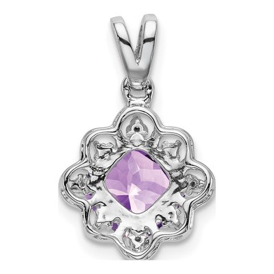 14K White Gold Amethyst & Diamond Cushion Pendant – view 4