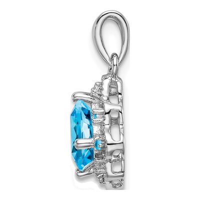 14K White Gold Swiss Blue Topaz & Diamond Pendant – view 2