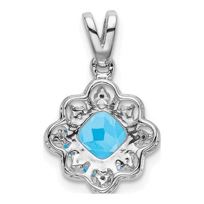 14K White Gold Swiss Blue Topaz & Diamond Pendant – view 4