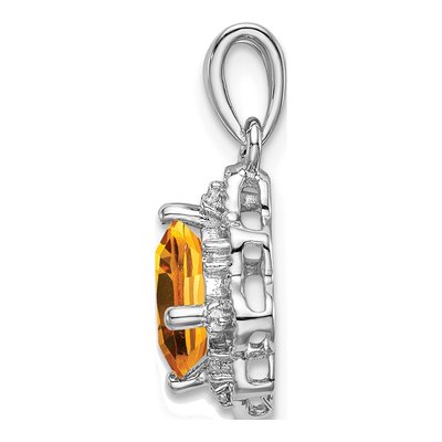 14K White Gold Citrine & Diamond Scalloped Pendant – view 2