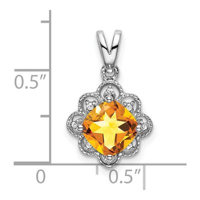 14K White Gold Citrine & Diamond Scalloped Pendant – view 3