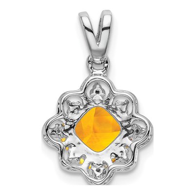 14K White Gold Citrine & Diamond Scalloped Pendant – view 4