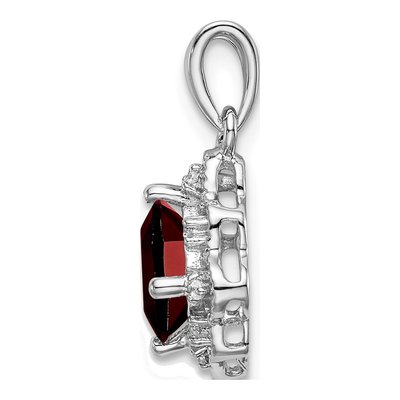 14K White Gold Garnet & Diamond Cushion Pendant – view 2
