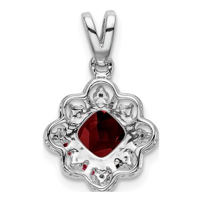 14K White Gold Garnet & Diamond Cushion Pendant – view 4