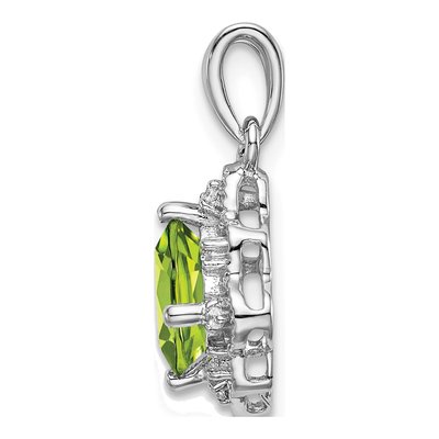 14K White Gold Peridot & Diamond Cushion Pendant – view 2