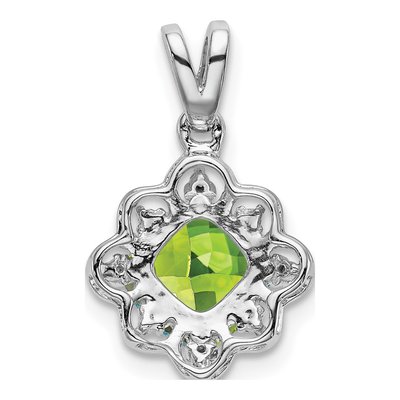 14K White Gold Peridot & Diamond Cushion Pendant – view 4