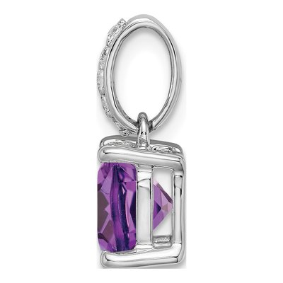 14K White Gold 1/15 ct tw Amethyst & Diamond Cushion Pendant – view 2