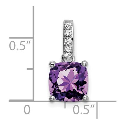 14K White Gold 1/15 ct tw Amethyst & Diamond Cushion Pendant – view 3