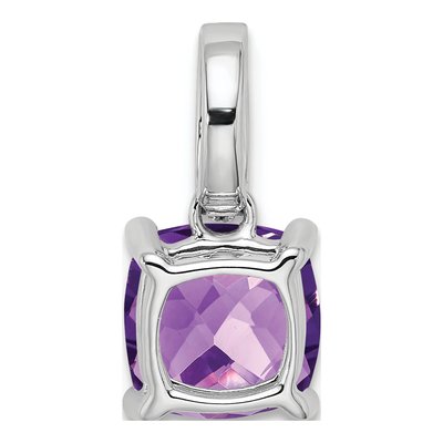 14K White Gold 1/15 ct tw Amethyst & Diamond Cushion Pendant – view 4