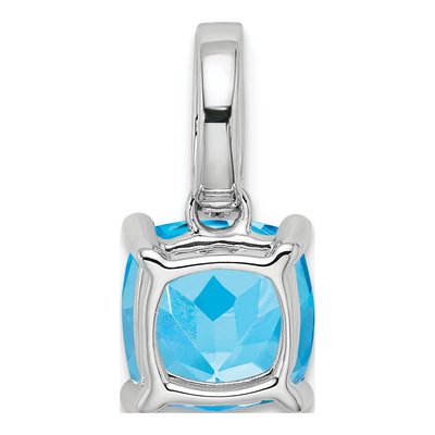 14K White Gold 1/15 ct tw Swiss Blue Topaz & Diamond Cushion Pendant – view 5
