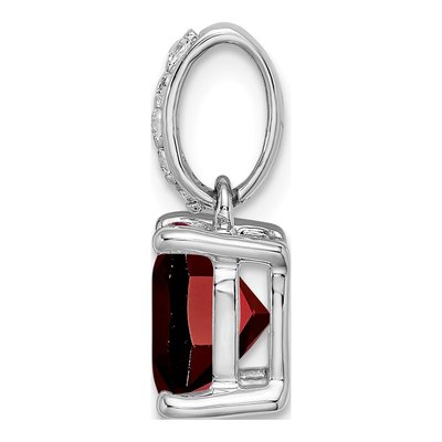 14K White Gold 1/15 ct tw Garnet & Diamond Cushion Pendant – view 2