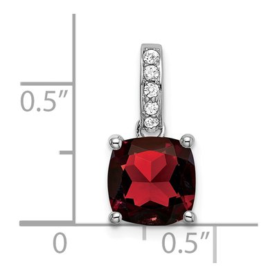 14K White Gold 1/15 ct tw Garnet & Diamond Cushion Pendant – view 3